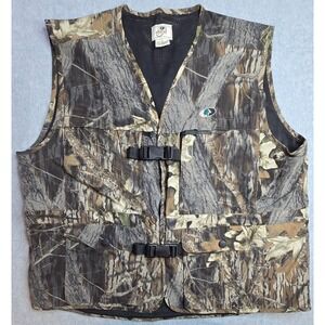 Mossy Oak Mens Camo Hunting Vest XL 2XL  Realtree Buckle Front Nylon Mesh Pocket